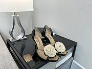 Chanel Cream/Black Patent And Leather Camellia Dorsay Pumps - 1