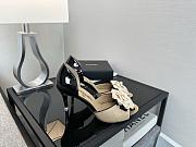 Chanel Cream/Black Patent And Leather Camellia Dorsay Pumps - 5