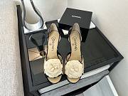 Chanel Cream/Black Patent And Leather Camellia Dorsay Pumps - 3