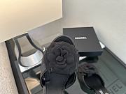 	 Chanel Black Patent And Leather Camellia Dorsay Pumps - 2