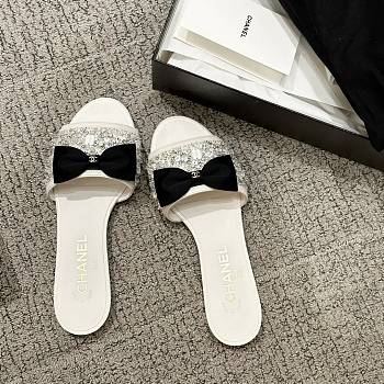 Chanel White Leather Gladiator Slides