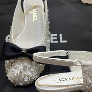 CHANEL Women's Bow Slingback Flats Embellished Leather - 6
