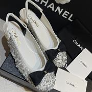 CHANEL Women's Bow Slingback Flats Embellished Leather - 3