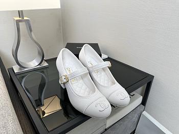 	 Chanel White Mary Jane Pumps