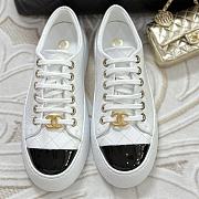 Chanel White Lambskin Sneakers - 1