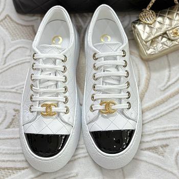 Chanel White Lambskin Sneakers