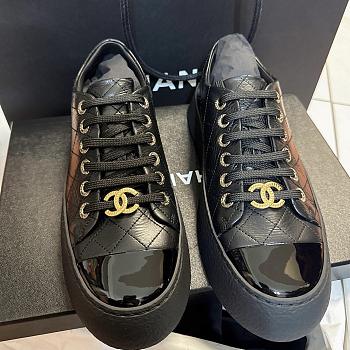 	 Chanel Black Lambskin Sneakers