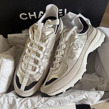 	 Chanel Trainers - Calfskin & suede calfskin, white & silver