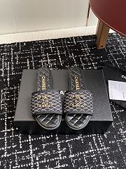 Chanel Black Quilted Slides - 1
