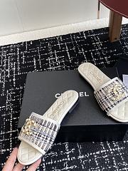 	 Chanel White Quilted Slides - 4
