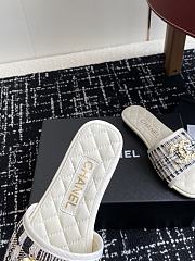 	 Chanel White Quilted Slides - 5