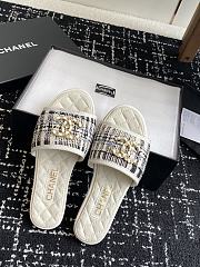 	 Chanel White Quilted Slides - 2