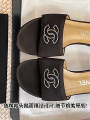 CHANEL Lambskin Pearl CC Sandals Black - 5