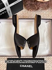 CHANEL Lambskin Pearl CC Sandals Black - 4