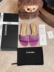 	 CHANEL Lambskin Pearl CC Sandals Purple - 1