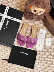 	 CHANEL Lambskin Pearl CC Sandals Purple - 4
