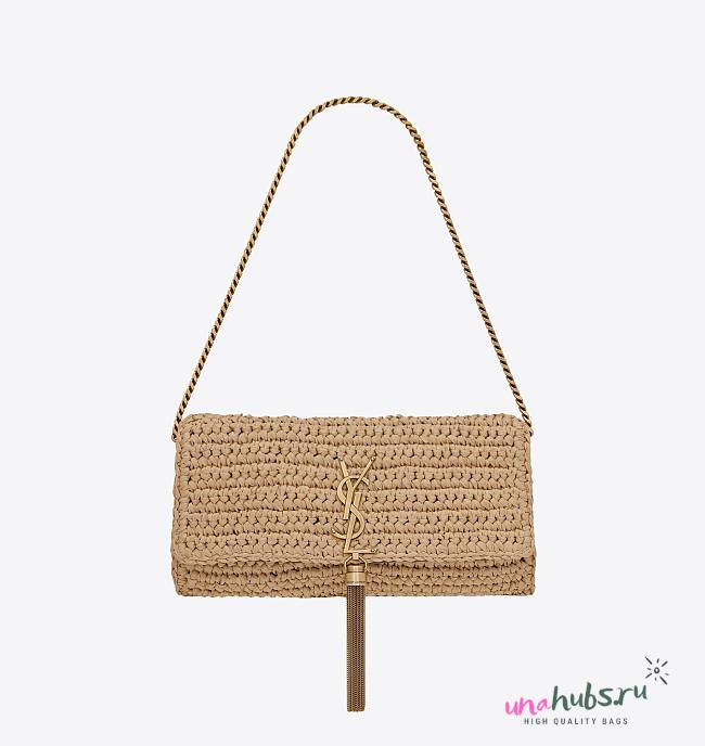 YSL Kate chain bag with tassel in raffia - 26 X 13,5 X 4,5 cm - 1