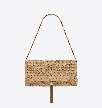 YSL Kate chain bag with tassel in raffia - 26 X 13,5 X 4,5 cm
