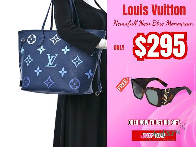 Louis Vuitton Neverfull New Blue Monogram M46514 Bag - 1