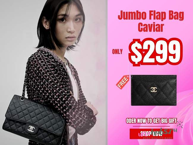 Chanel Jumbo Double Flap Bag Original Caviar Leather silver hardware - 1