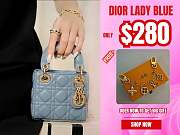 Dior Lady mini Blue Smooth Leather - 17cm - 1