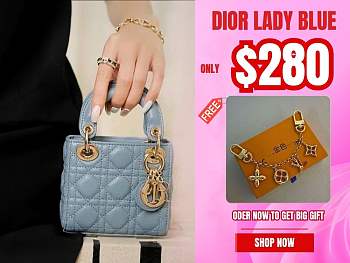 Dior Lady mini Blue Smooth Leather - 17cm