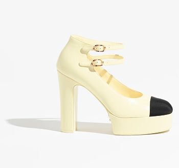 Chanel Mary Janes Yellow Shoes
