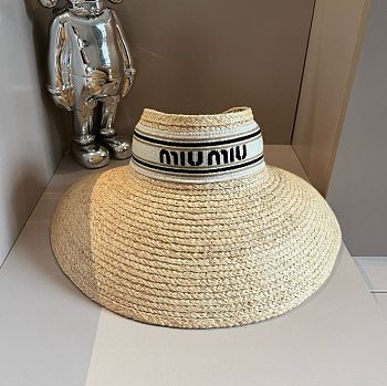Miu Miu Raffia-effect fabric visor