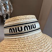 Miu Miu Raffia-effect fabric visor - 4