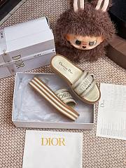 Dior Dway Platform Slide Gold Embroidered Cotton - 3