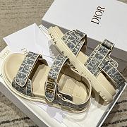 Dior Dioract Sandal Chambray Blue Jacquard with Ecru Dior Oblique Raffia - 5