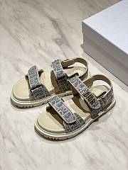 Dior Dioract Sandal Chambray Blue Jacquard with Ecru Dior Oblique Raffia - 3