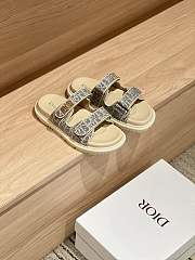 	 Dior Dioract Slides Chambray Blue Jacquard with Ecru Dior Oblique Raffia - 6