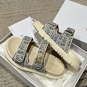 	 Dior Dioract Slides Chambray Blue Jacquard with Ecru Dior Oblique Raffia - 4