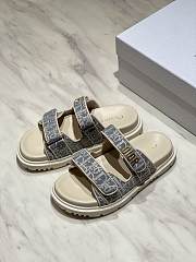 	 Dior Dioract Slides Chambray Blue Jacquard with Ecru Dior Oblique Raffia - 3