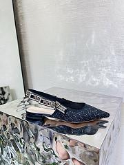 Dior J'Adior Slingback Pump Black Microcannage Fabric Embroidered - 3