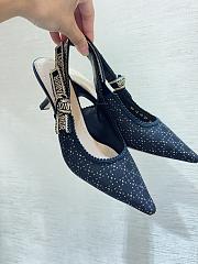 Dior J'Adior Slingback Pump Black Microcannage Fabric Embroidered - 2