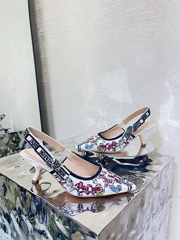 Dior J'Adior Slingback Pump Multicolor Cotton Embroidered