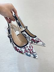 Dior J'Adior Slingback Pump Multicolor Cotton Embroidered - 4