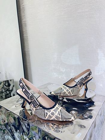 Dior J'Adior Slingback Pump Natural and Black Cannage Raffia