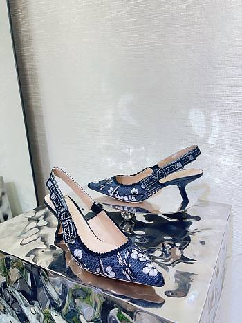 	 Dior J'Adior Slingback Pump Multicolor Cotton Embroidered Flower