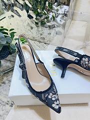 	 Dior J'Adior Slingback Pump Multicolor Cotton Embroidered Flower - 5