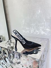 	 Dior Or J'Adior Slingback Pump Black Cotton Embroidered with Metallic Thread - 5