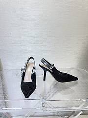 	 Dior Or J'Adior Slingback Pump Black Cotton Embroidered with Metallic Thread - 4