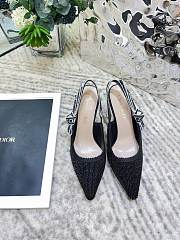 	 Dior Or J'Adior Slingback Pump Black Cotton Embroidered with Metallic Thread - 2