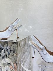 Dior Or J'Adior Slingback Pump White Cotton Embroidered with Metallic Thread - 5