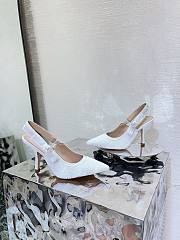 Dior Or J'Adior Slingback Pump White Cotton Embroidered with Metallic Thread - 3