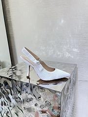 Dior Or J'Adior Slingback Pump White Cotton Embroidered with Metallic Thread - 4