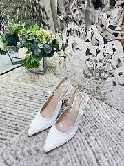 Dior Or J'Adior Slingback Pump White Cotton Embroidered with Metallic Thread - 2
