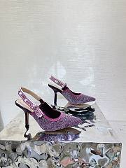 Dior Or J'Adior Slingback Pump Purple Cotton Embroidered with Metallic Thread - 4